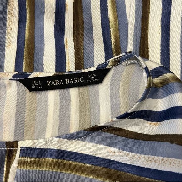 ZARA Striped Mix Print Satin-Feel Blouse - Picture 11 of 11